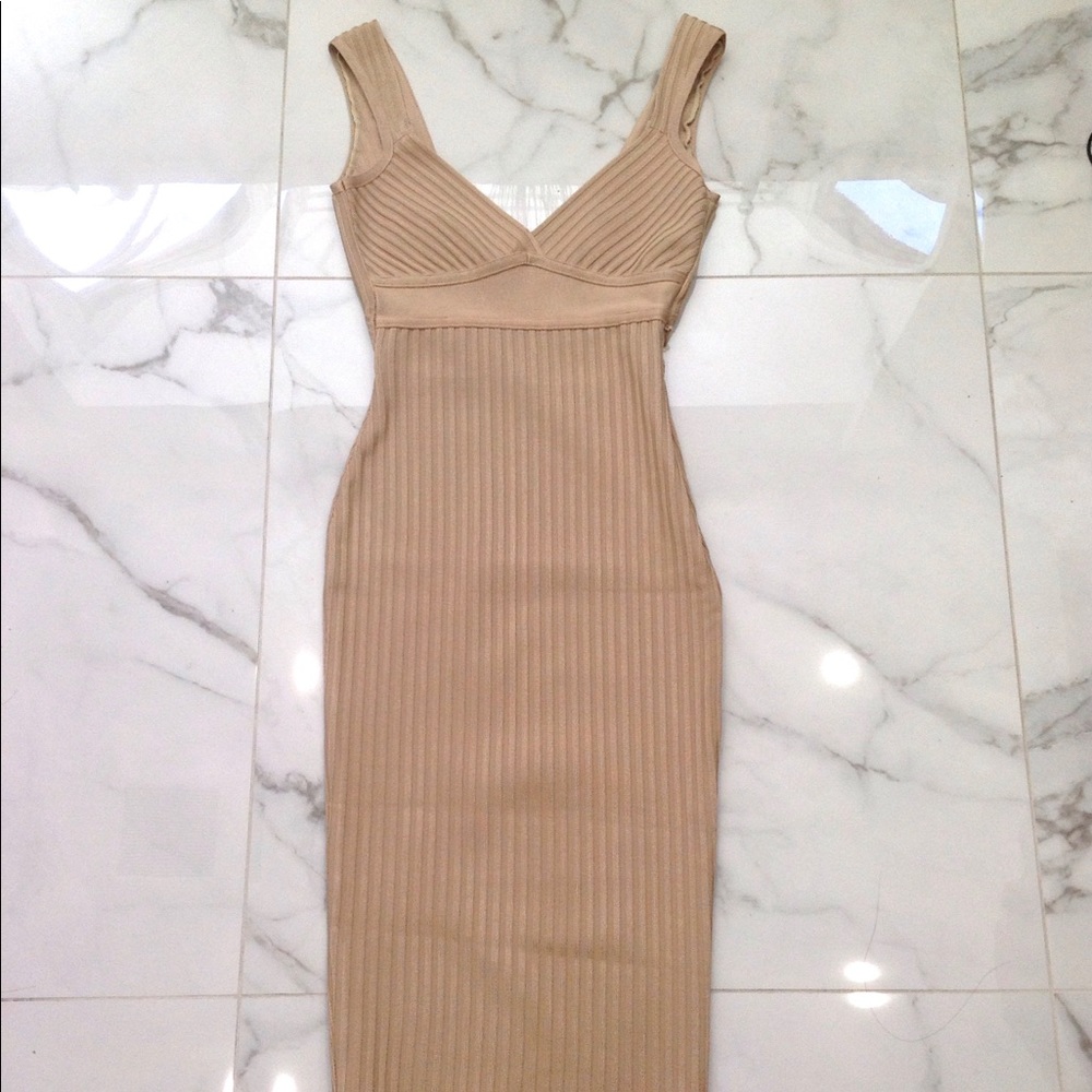 OHPOLLY Nude Bandage Dress
